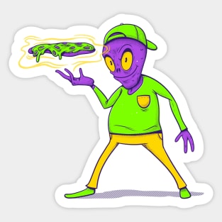 Pizza Delivery Alien Sticker